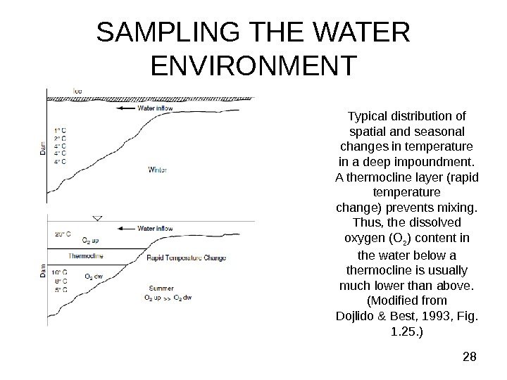  28 SAMPLING THE WATER ENVIRONMENT Typical distribution of spatial and seasonal changes in
