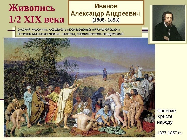   Живопись 1/2 XI Х века Иванов Александр Андреевич  (1806 - 1858)