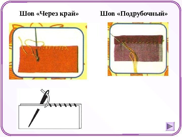 Шов «Через край»  Шов «Подрубочный»  