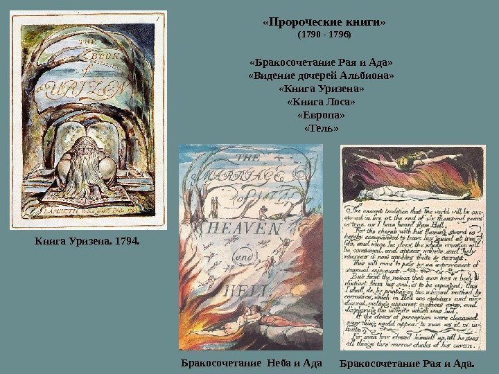  «Пророческие книги»  (1790 - 1796) «Бракосочетание Рая и Ада»  «Видение дочерей