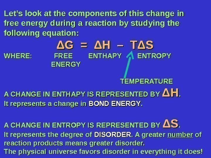 Let’s look at the components of this change in free energy during a reaction