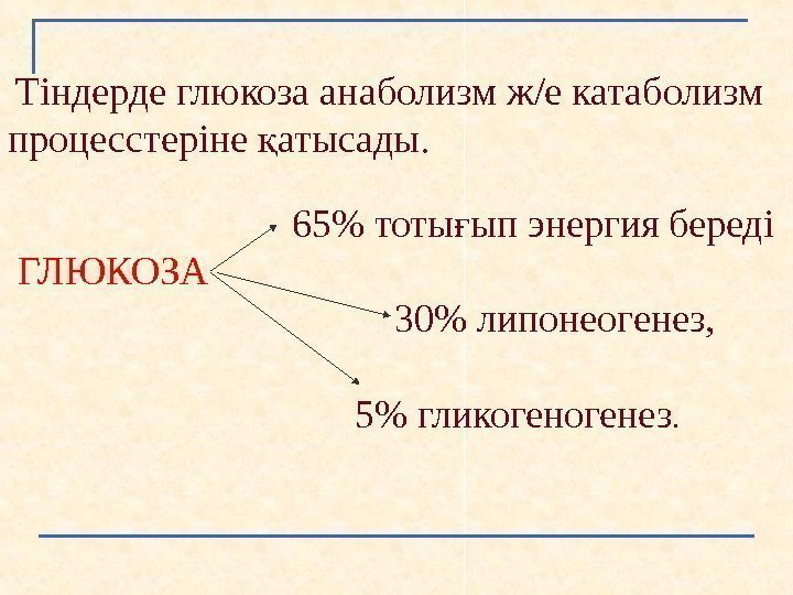  Тіндерде глюкоза анаболизм ж/е катаболизм  процесстеріне атысады. қ    