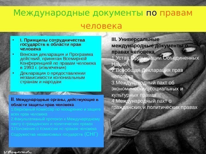 Международные документы по правам человека  • I. Принципы сотрудничества государств в области прав