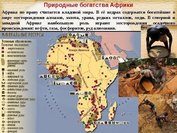 Page 14 Природные богатства Африки Африка по праву считается кладовой мира.  В её