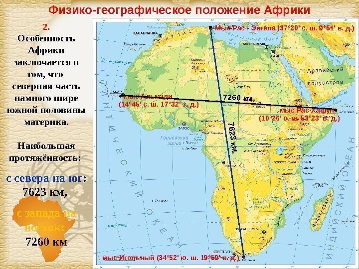 Page 4 Физико-географическое положение Африки 2. Особенность Африки заключается в том, что северная часть
