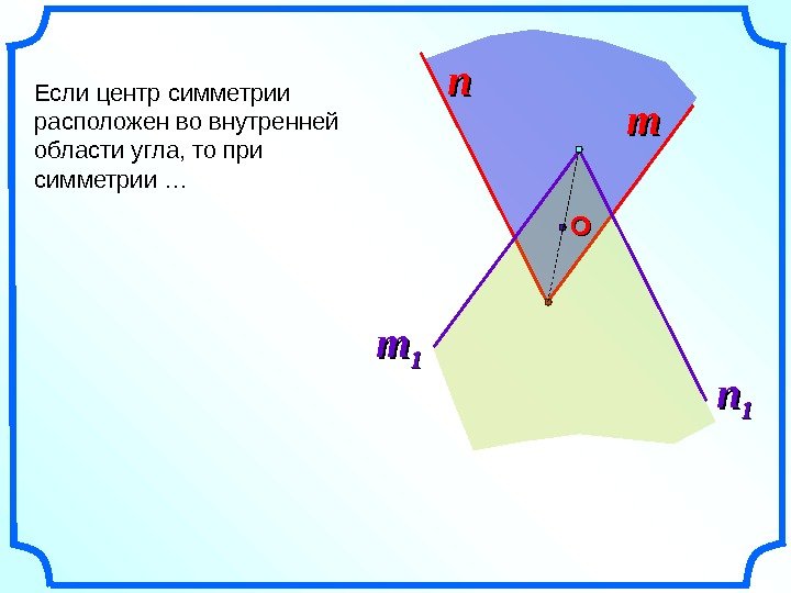   nn Если центр симметрии расположен во внутренней области угла, то при симметрии