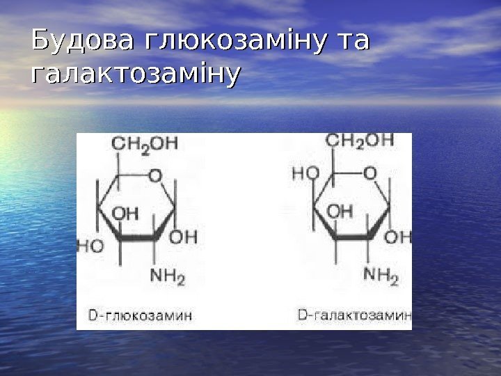   Будова глюкозаміну та галактозаміну 