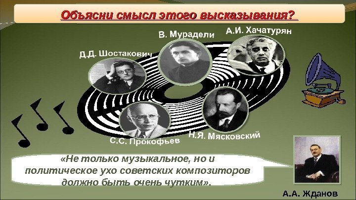 Музыка А. А. Жданов «Не только музыкальное, но и политическое ухо советских композиторов должно