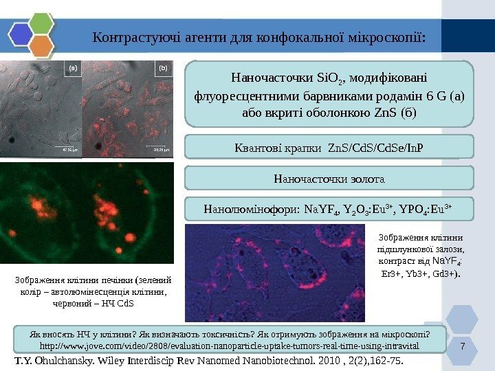 Контрастуючі агенти для конфокальної мікроскопії: 7 Наночасточки Si. O 2 , модифіковані флуоресцентними барвниками