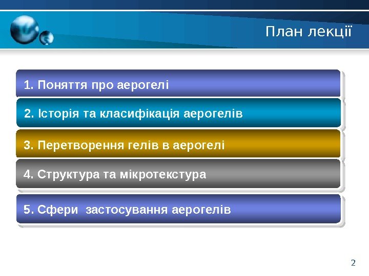 План лекції  1. Поняття про аерогелі  2. Історія та класифікація аерогелів 