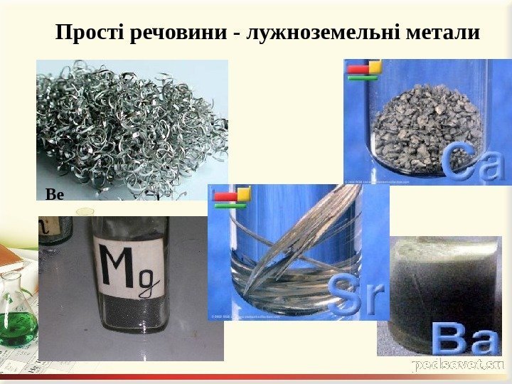 Прості речовини - лужноземельні метали Be 