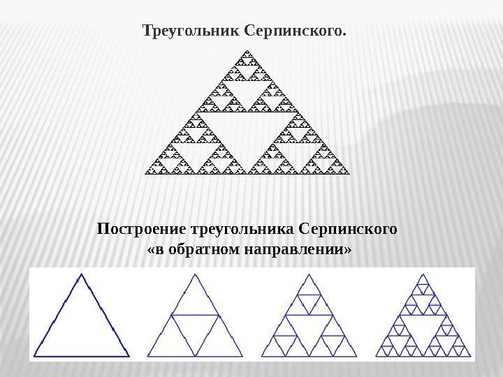Треугольник Серпинского. Построение треугольника Серпинского  «в обратном направлении» 
