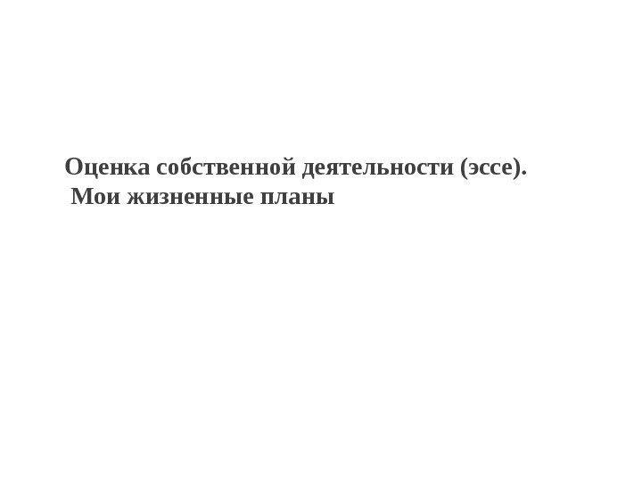 Оценка собственной деятельности (эссе).  Мои жизненные планы 