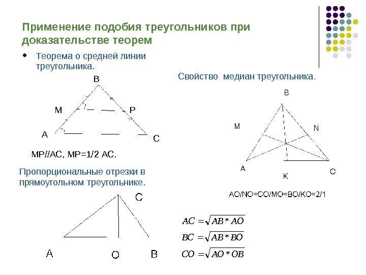 Применение подобия треугольников при доказательстве теорем Теорема о средней линии треугольника. А В СМ