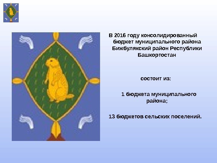 В 2016 году консолидированный бюджет муниципального района Бижбулякский район Республики Башкортостан состоит из: 
