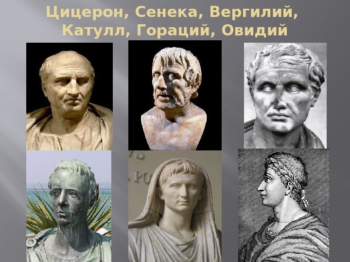 Цицерон, Сенека, Вергилий,  Катулл, Гораций, Овидий 