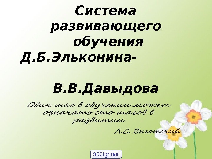 Система развивающего обучения Д. Б. Эльконина-      В. В. Давыдова