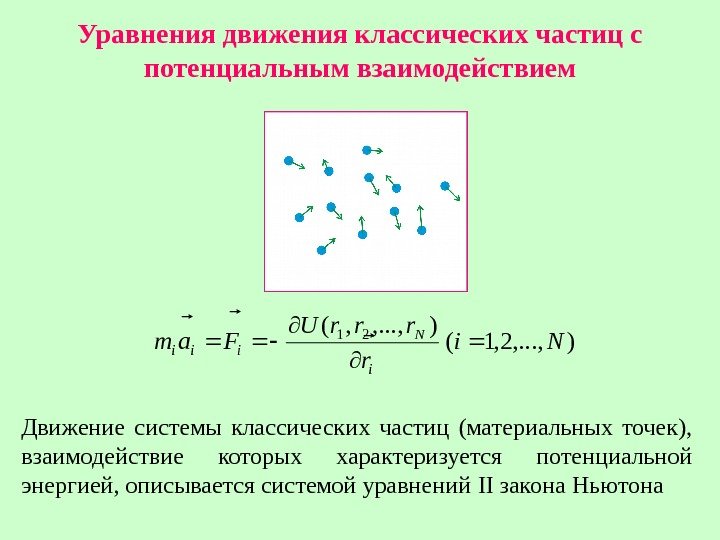   Уравнения движения классических частиц с потенциальным взаимодействием), . . . , 2,