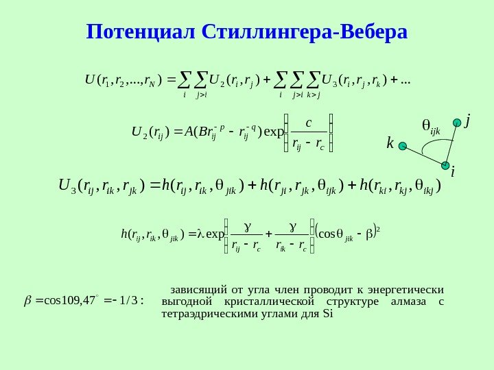   Потенциал Стиллингера-Вебера   зависящий от угла член проводит к энергетически выгодной