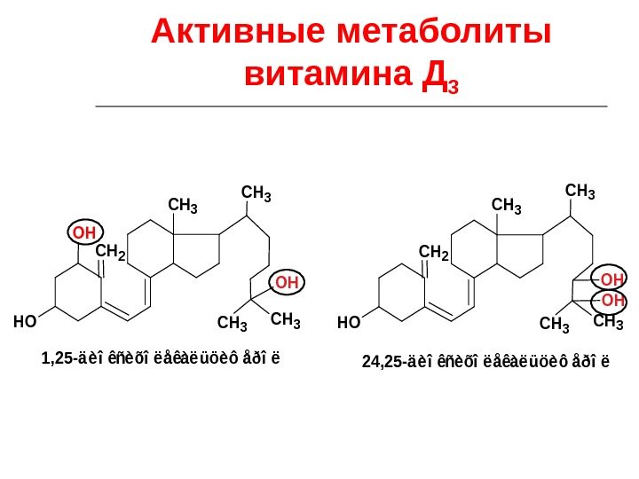 Активные метаболиты витамина Д 3 CH 3 CH 2 OH OH OH 1, 25