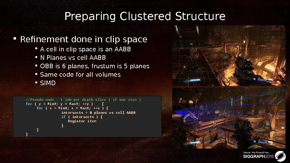 Preparing Clustered Structure Refinement done in clip space A cell in clip space is