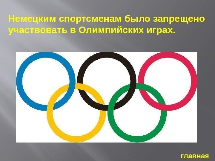 Немецким спортсменам было запрещено участвовать в Олимпийских играх. главная 