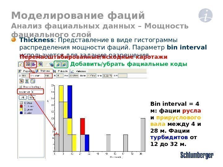 Моделирование фаций Анализ фациальных данных – Мощность фациального слой Thickness :  Представление в