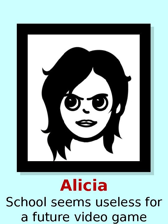 Alicia School seems useless for a future video game designer 