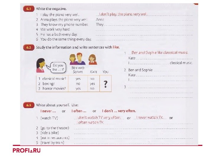 Write the negative i play. Study the information and write sentences with like 6.2 ответы. 6.1 Write the negative ответы. Tenses Автор : Арефьева Светлана 08. 11. Ff6. Write sentences about yourself.