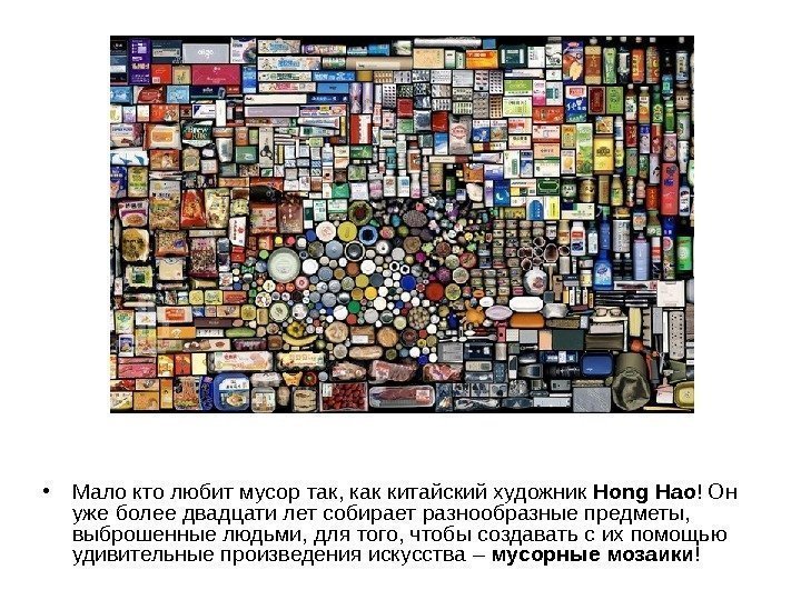  • Мало кто любит мусор так, как китайский художник Hong Hao ! Он