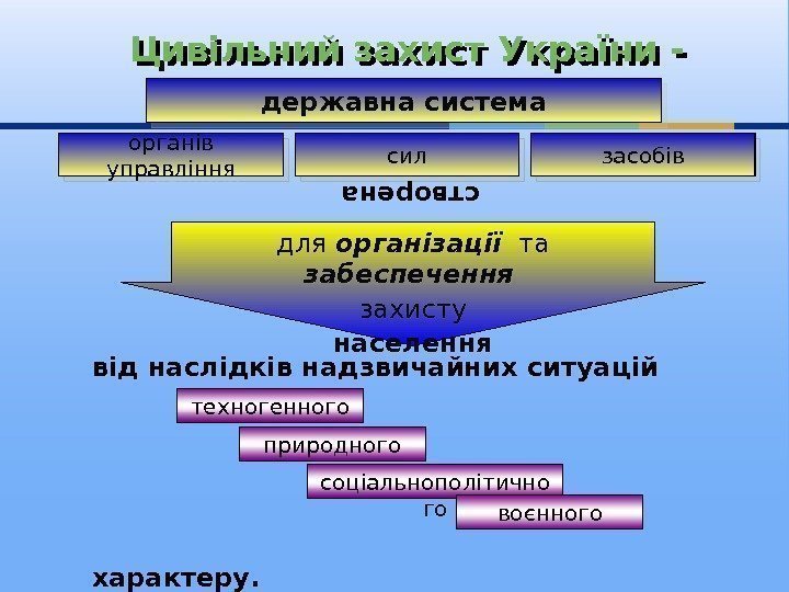 державна система органів управління сил засобів для організації  та забеспечення  захисту населення