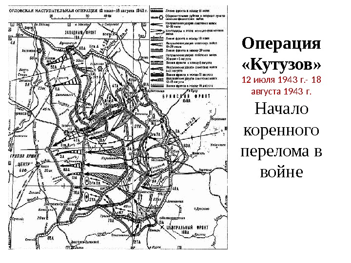 Операция  «Кутузов» 12 июля 1943 г. - 18  августа 1943 г. 