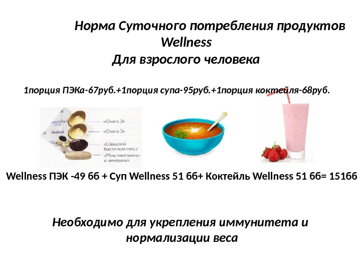   Wellness ПЭК -49 бб + Суп Wellness 51 бб+ Коктейль Wellness 51