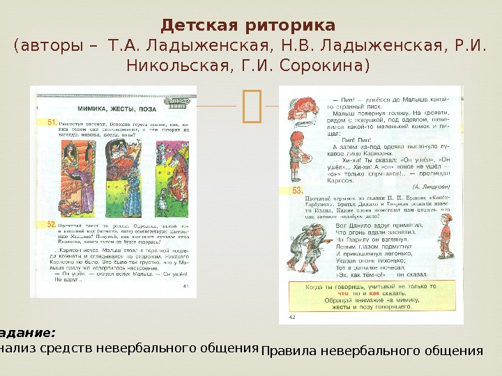 Детская риторика (авторы – Т. А. Ладыженская, Н. В. Ладыженская, Р. И.  Никольская,