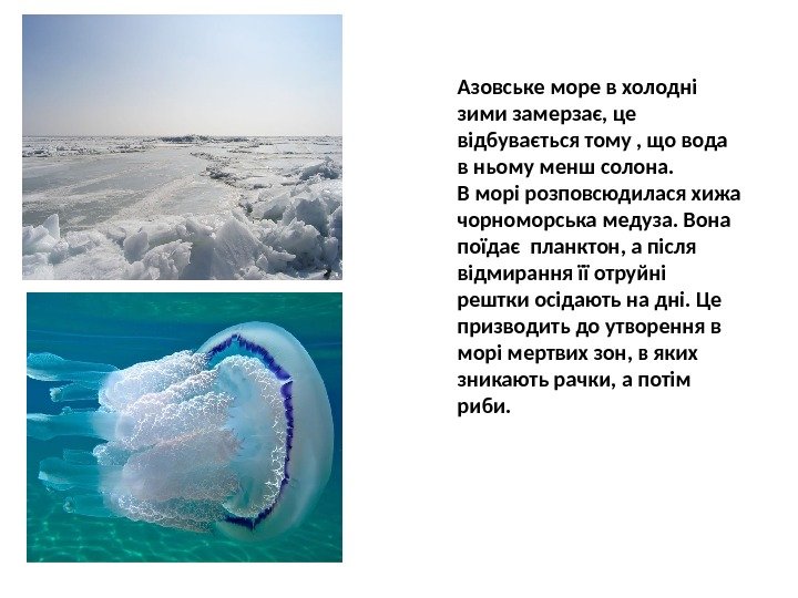 Азовське море в холодні зими замерзає, це відбувається тому , що вода в ньому