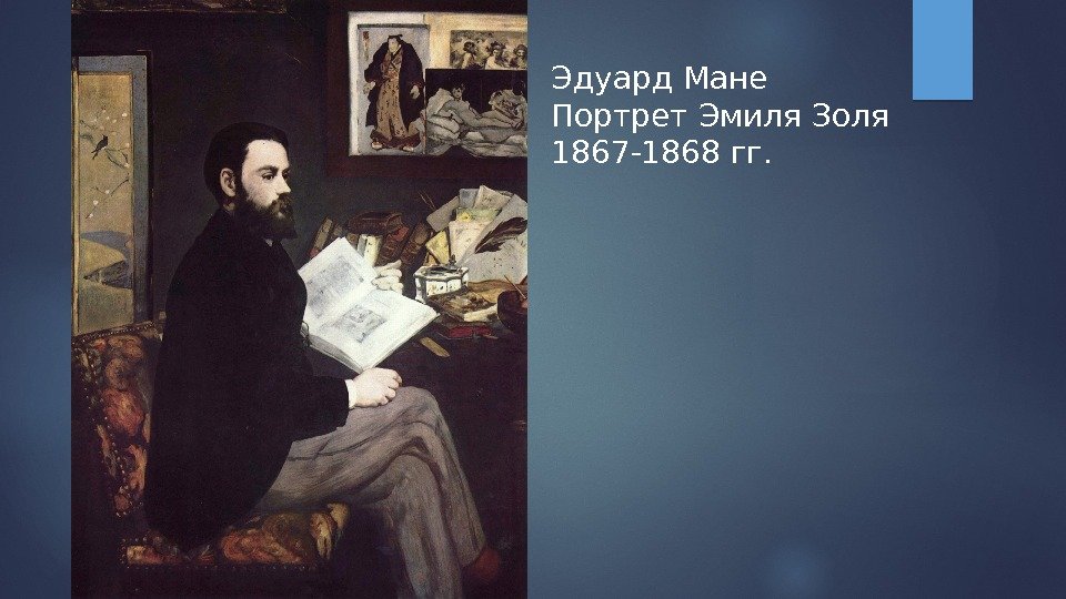 Эдуард Мане Портрет Эмиля Золя 1867 -1868 гг.  