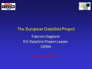 The European Data Grid Project Fabrizio Gagliardi EU