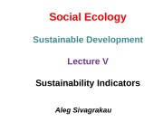 Social Ecology Sustainable Development Lecture V Sustainability Indicators