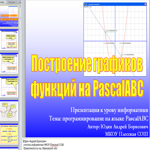 Презентация Построение графиков функций в PascalABC