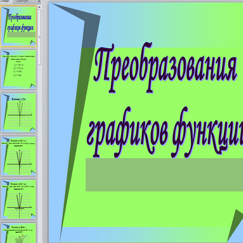 Презентация Преобразования графиков функции