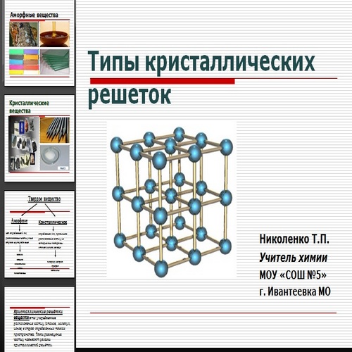 Презентация Типы кристаллических решеток