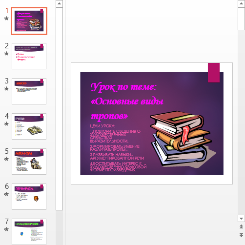Презентация Основные виды тропов
