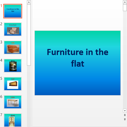 Презентация Furniture in the flat