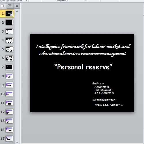 Презентация Personal reserve