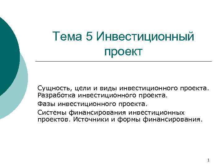 Разработка инвестиционного проекта курсовая