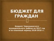 БЮДЖЕТ ДЛЯ ГРАЖДАН Бюджет Чернушинского муниципального района на