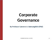 Corporate Governance By Professor Cameron A. Batmanghlich (Ph.