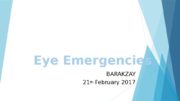 Eye Emergencies BARAKZAY 21 th  February 2017