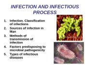 INFECTION AND INFECTIOUS PROCESS 1. Infection. Classification of
