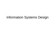 Information Systems Design  Goals of this course
